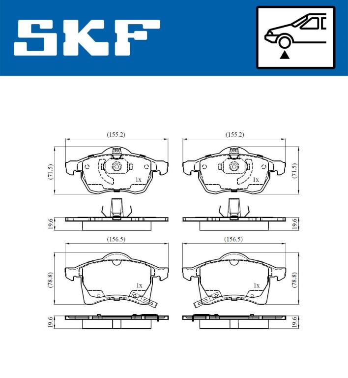 Jeu de 4 plaquettes de frein SKF ref. VKBP 80314 A